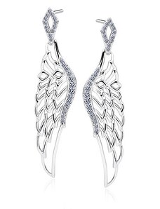 Klenoty Amber Strieborné náušnice so zirkónmi - veľké anjelské krídla