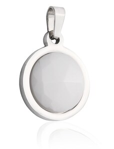 BM Jewellery Prívesok keramický biely kruh z chirurgickej ocele S661105