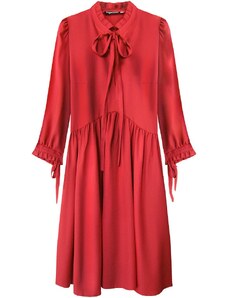INPRESS Červené dámske šaty s volánikovým stojačikom (208ART)