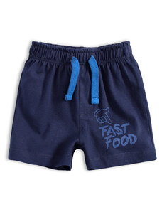 Dojčenské bavlnené šortky FAST FOOD tmavo modré