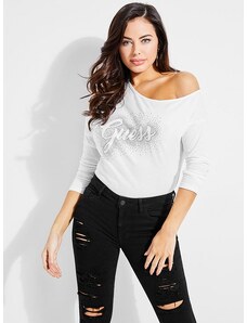 GUESS top Studded Logo Long-Sleeve Tee biely, 11649-XS