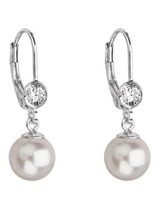 Strieborné perlové náušnice Swarovski elements 31196.1 biela