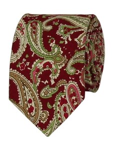 Quentino Červená pánská bavlněná kravata s Paisley vzorem