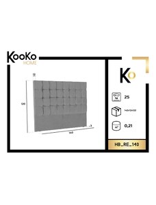 KOOKO HOME Čelo postele Re 140 × 10 × 120 cm