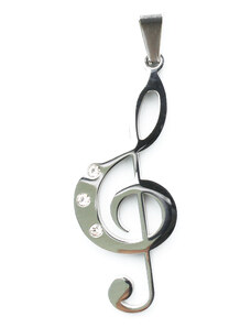 BM Jewellery Prívesok strieborný husľový kľúč z chirurgickej ocele S748040