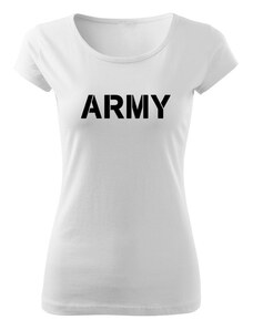 DRAGOWA dámske tričko army, biela 150g/m2