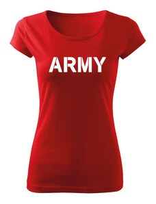 DRAGOWA dámske tričko army, červená 150g/m2