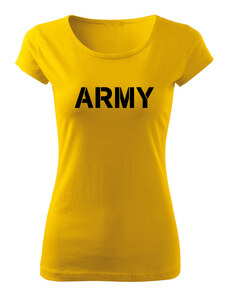 DRAGOWA dámske tričko army, žltá 150g/m2