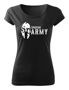 DRAGOWA dámske tričko spartan army, čierna 150g/m2