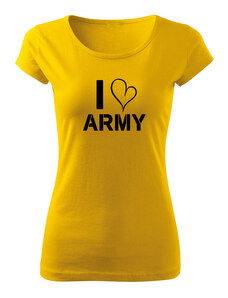 DRAGOWA dámske tričko I love army, žltá 150g/m2