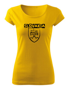 DRAGOWA dámske tričko slovenský znak s nápisom,žltá 150g/m2