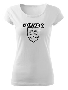 DRAGOWA dámske tričko slovenský znak s nápisom, biela 150g/m2