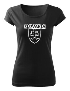 DRAGOWA dámske tričko slovenský znak s nápisom, čierna 150g/m2