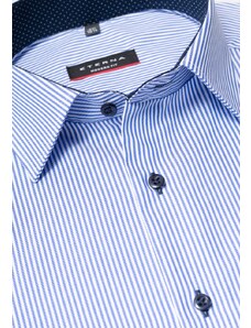 Pánska nežehlivá košeľa ETERNA Modern Fit modrý prúžok s kontrastom rypsový keper Non Iron