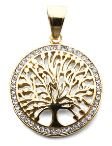 BM Jewellery Prívesok strom života sa zirkónmi zlatý z chirurgickej ocele S793100