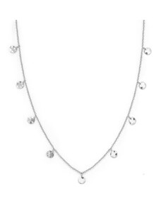 Šperky Rosefield náhrdelník Iggy Textured Coin Double Wrap Silver