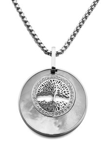 BM Jewellery Náhrdelník strom života sa zirkónmi z chirurgickej ocele S796080
