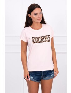 Fashion L&L Dámske tričko Vogue s perličkami - svetlo ružová