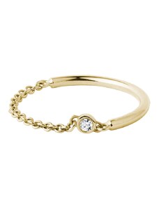 Zlatý retiazkový prsteň s bezel diamantom KLENOTA K0605013