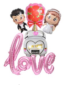 iMODA Set mladomanželia + ružový balón LOVE