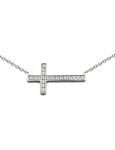 BM Jewellery Dámsky náhrdelník krížik so zirkónmi z chirurgickej ocele S807105