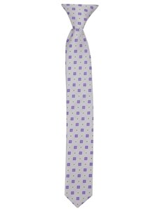 Quentino Svetle šedá dětská kravata s fialovými aplikacemi