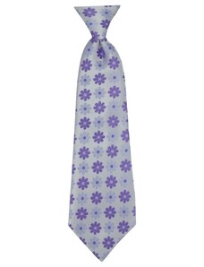 Quentino Strieborná dětská kravata s fialovými květy
