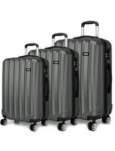 KONO Set kufrov - tri kusy kufrov na cestovanie, unisex, sivý
