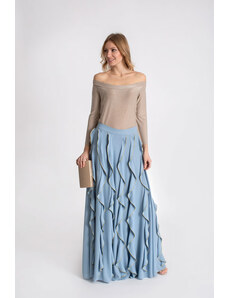 Luxusná volánová sukňa BABYLON - farba svetlo modrá