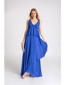 Luxusné dlhé šaty BABYLON - farba kráľovská modrá