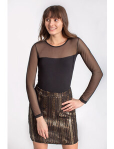 Babylon Mini sukňa s flitrami PLEASE - farba čierno zlatá