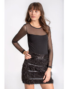 Babylon Mini sukňa s perím IMPERIAL - farba čierna