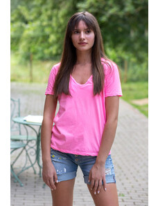 Dámske tričko neónové PLEASE - farba ružová
