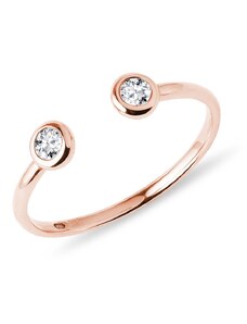 Otvorený prsteň s bezel diamantmi z ružového zlata KLENOTA K0661024