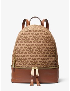 Michael Kors Rhea Medium Logo Jacquard Backpack Beige Ebony