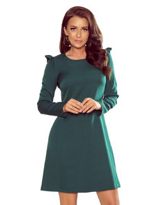 numoco Zelené dámske trapézové šaty s volánikmi model 7785794