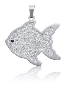 BM Jewellery Prívesok ryba so zirkónmi z chirurgickej ocele S871039