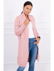 MladaModa Kardigánový úpletový sveter model 2019-1 pudrovo ružový