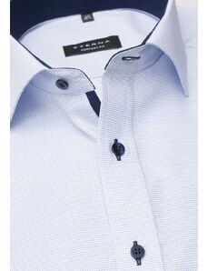 Pánska košeľa ETERNA Comfort Fit svetlomodrá s navy kontrastom Non Iron krátky rukáv