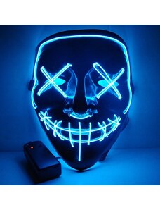 Purge Halloweenska maska LED modrá