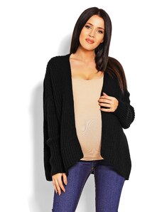 MladaModa Hrubý tehotenský kardigánový sveter model 70010C čierny
