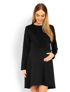 MladaModa Klasické voľné tehotenské šaty s áčkovým strihom čierne