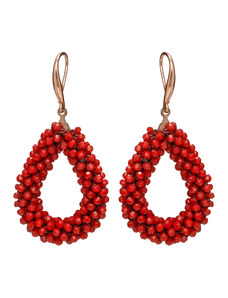 DÓRA Fashion Náušnice Dila Red Rose Gold Crystal Beads