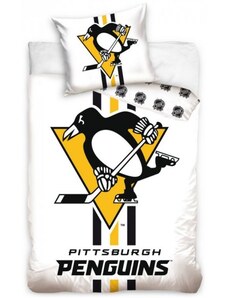 TipTrade (CZ) Hokejové posteľné obliečky NHL Pittsburgh Penguins - biele - 100% bavlna, perkál - 70 x 90 cm + 140 x 200 cm