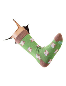 Crazystep Zelené ponožky so sovičkou