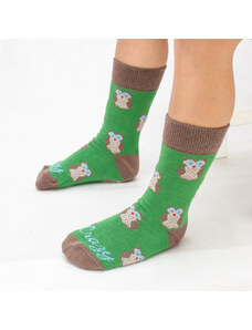 Crazystep DETSKÉ ponožky sovička zelená