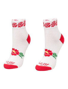 Crazystep Červené krátke folkové ponožky