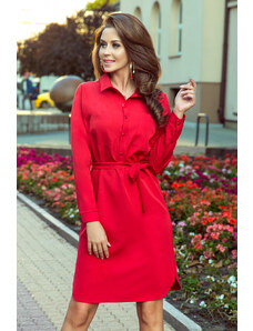 Numoco 284-1 CAMILLE Košeľové šaty s viazaním / červené