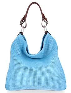 Kožené kabelka univerzálna Genuine Leather svetlo modrá 17