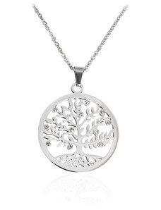 BM Jewellery Náhrdelník strom života sa zirkónmi z chirurgickej ocele S943100